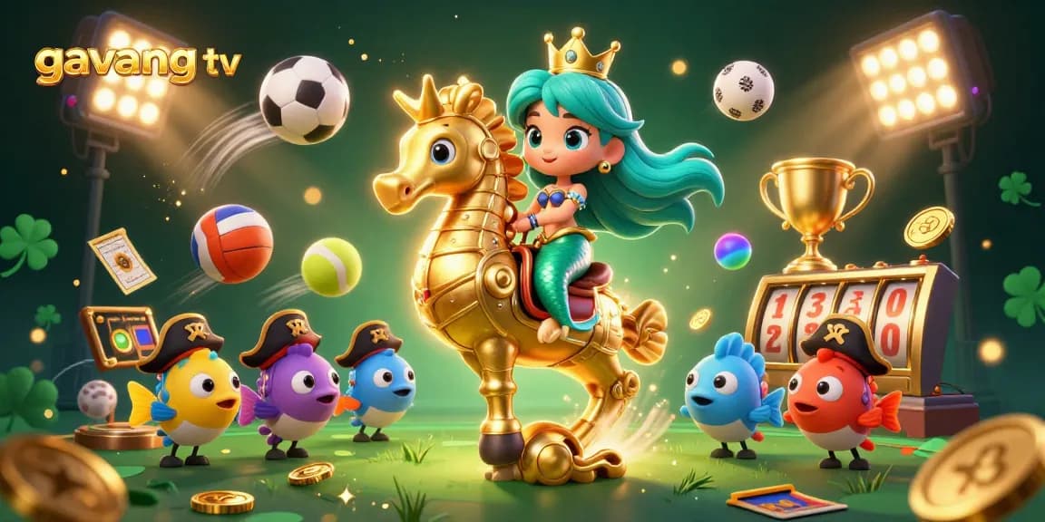 The mermaid princess in golden armor leads the action in gavang tv, captivating sports and slots in a colorful casino scene.