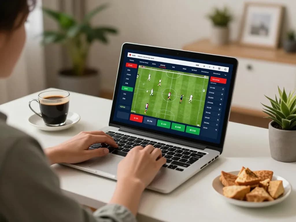 Engaging sports betting experience with live keo nha cai odds displayed on a laptop.