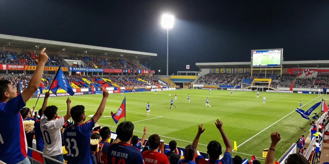Exciting football betting Malaysia scene with enthusiastic fans cheering in a stadium.