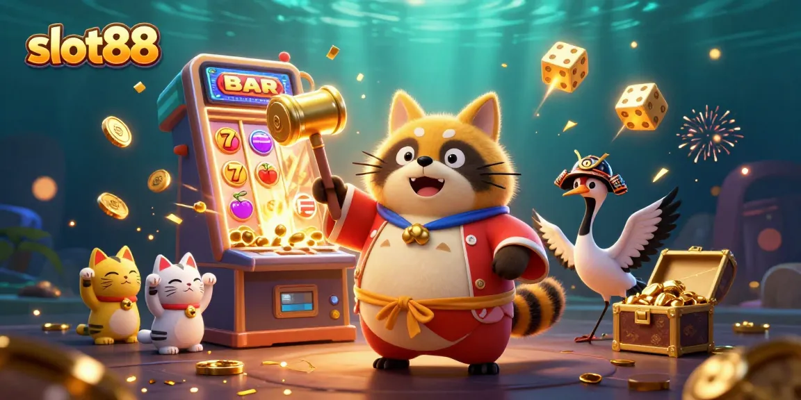 Experience the excitement of slot88 with colorful characters and jackpot-themed elements in a vibrant casino scene.