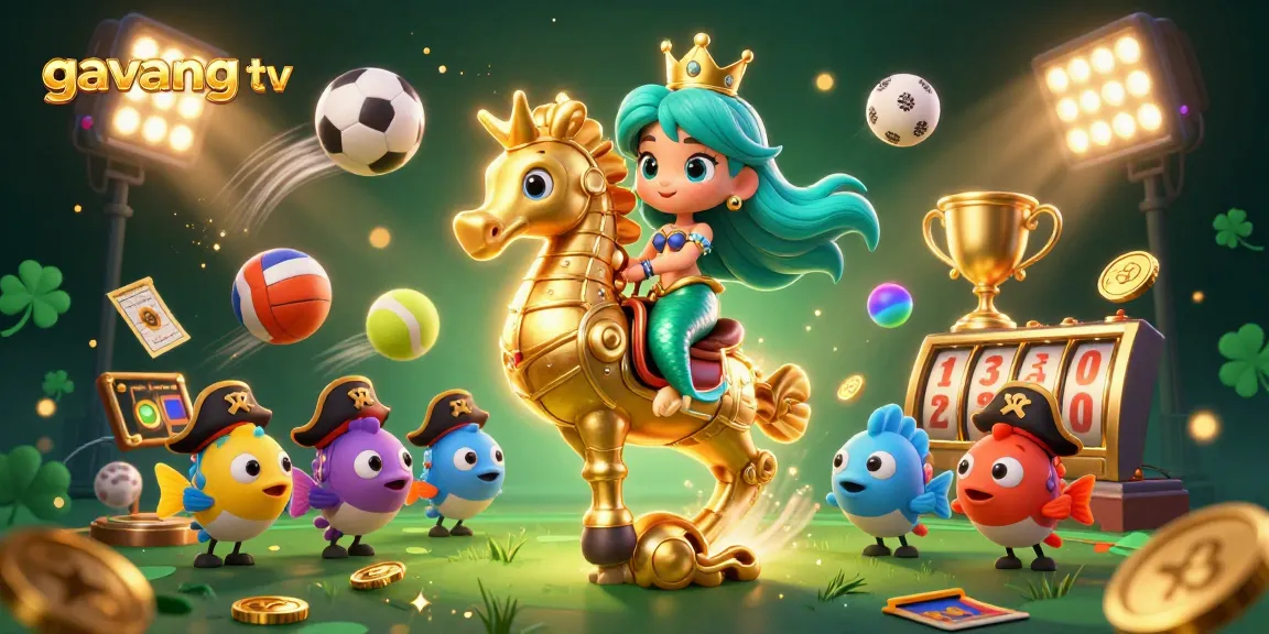 The mermaid princess in golden armor leads the action in gavang tv, captivating sports and slots in a colorful casino scene.