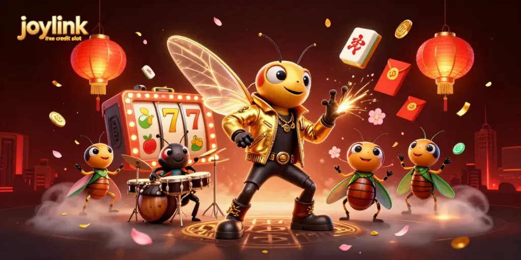 Engage with the vibrant joylink free credit slot entertainment in a colorful 3D casino scene.