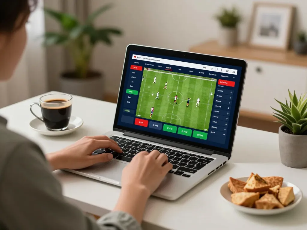 Engaging sports betting experience with live keo nha cai odds displayed on a laptop.
