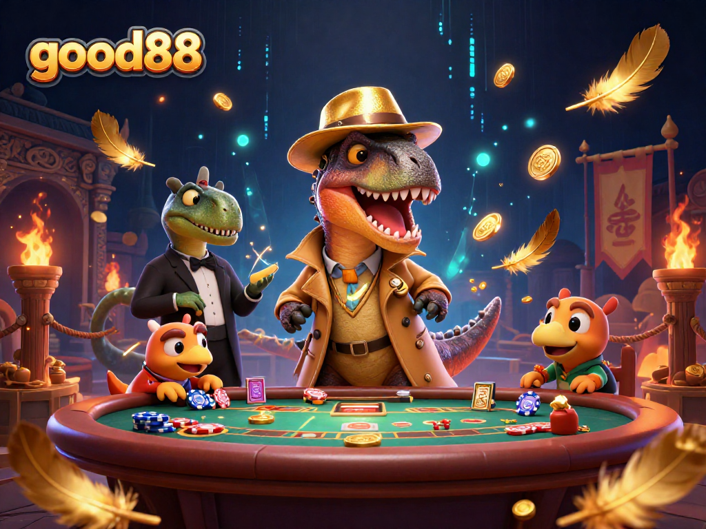Experience thrilling moments at good88 with a velociraptor card counter and dynamic gaming elements.