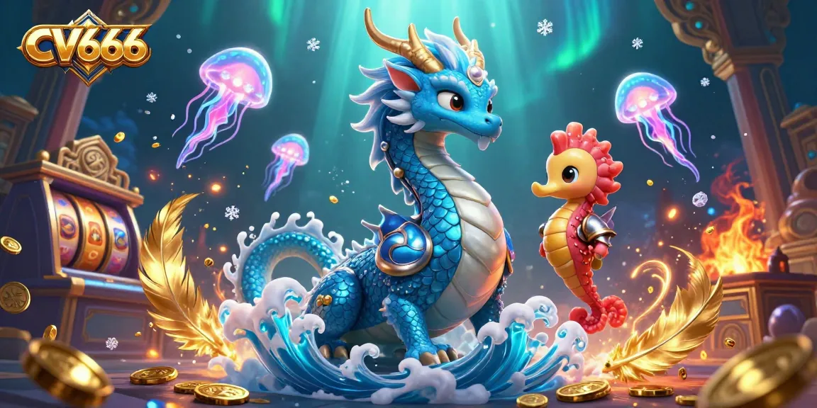 Experience thrilling gameplay at CV666 with a vibrant underwater casino scene featuring a dragon, seahorse knight, and neon jellyfish.