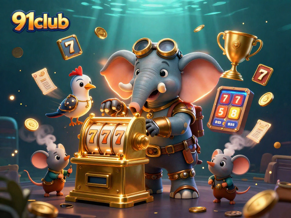 Experience exciting gaming action at 91club with dynamic slot machines and vibrant game elements.